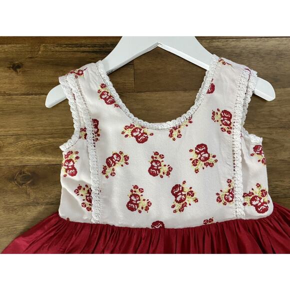 SweetHoney (Whim & Wander) OC Tiny Dancer Sleeveless Floral Dress Red Cream 4T - Picture 3 of 11